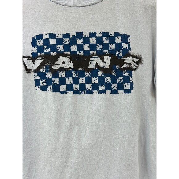 🌸3/$15🌸Vans Logo T-shirt Small with Blue Checked Design - Picture 2 of 4